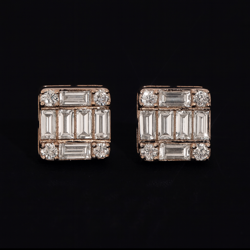 BOUCLES D'OREILLES CARRÉES 9MM 14K