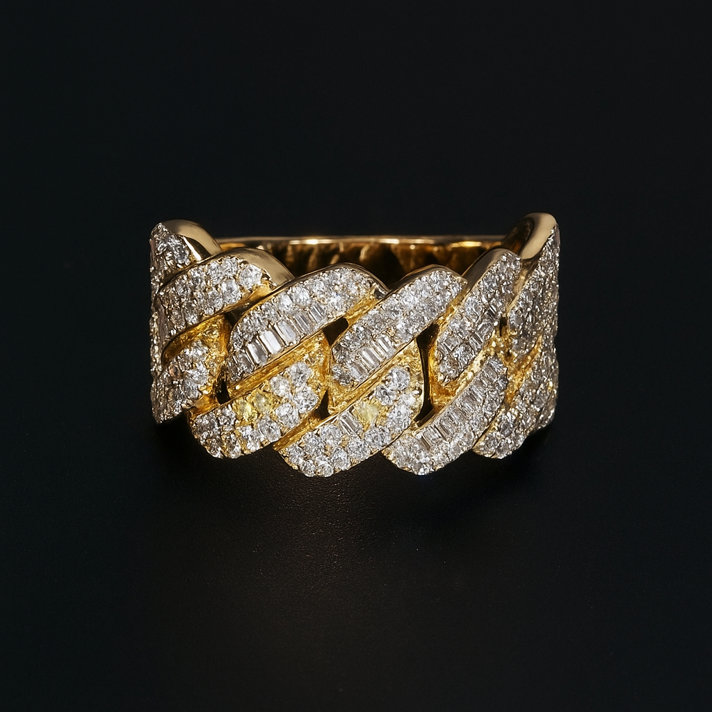 BAGUE GOURMETTE PAVÉE 10K